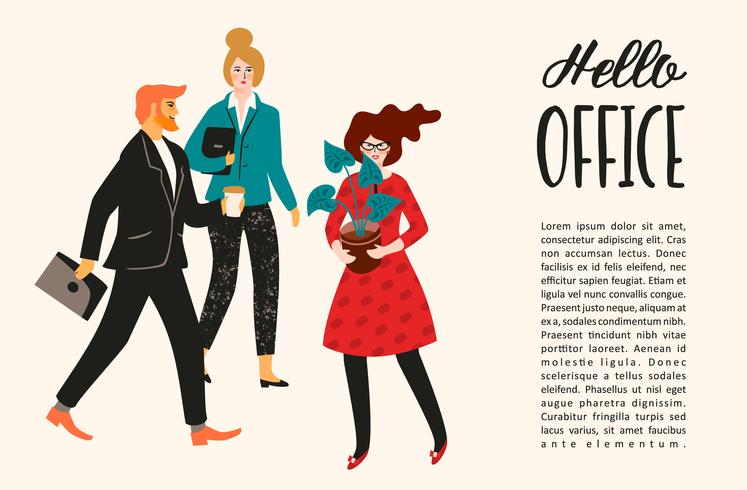 Ilustración vectorial de personas de oficina. Oficinistas, empresarios, directivos. vector