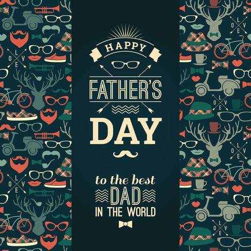 Tarjeta feliz del día de padre en estilo retro. vector