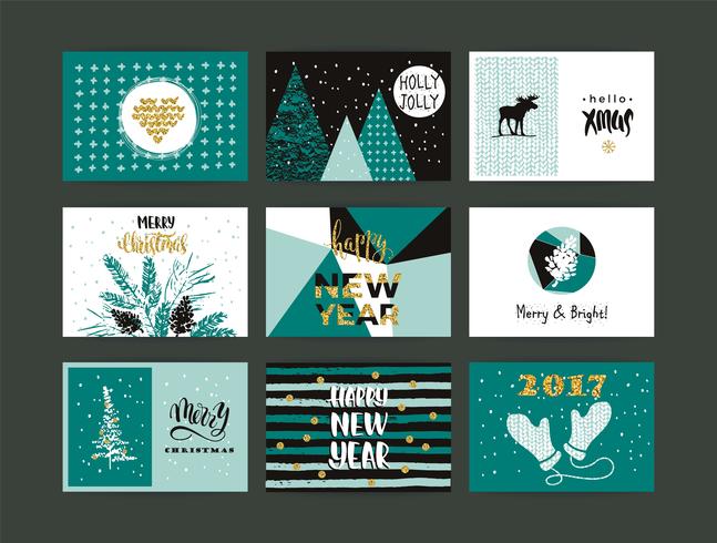 Set of artistic creative Merry Christmas and New Year vector