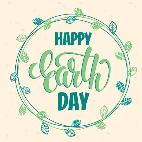 Earth Day concept with hand draw lettering. vector