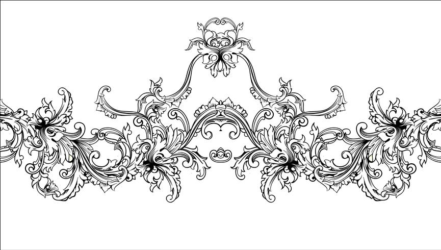 Ornamental border, frame. Baroque pattern. Vector seamless.