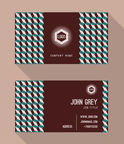 Business card template, vintage retro background with geometric  vector