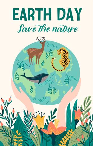 Earth Day. Vector template for card, poster, banner, flyer