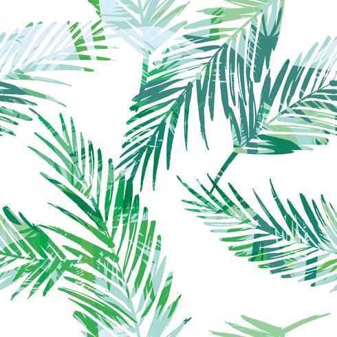 Seamless exotic pattern with palm leaves. vector