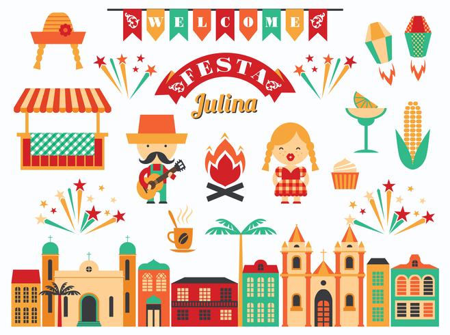 Fiesta latinoamericana, la fiesta de junio de Brasil. vector