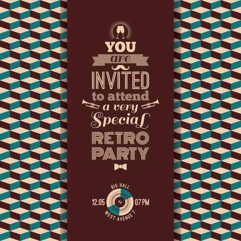Invitation to retro party. Vintage retro geometric background. vector