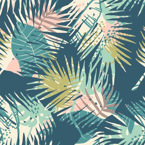Seamless exotic pattern with tropical plants. vector