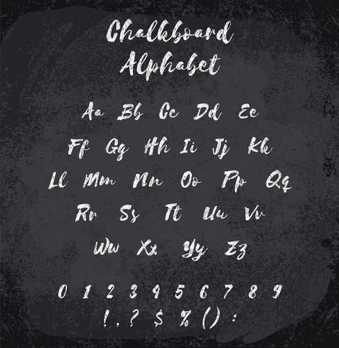 Vector illustration of chalked alphabet. Imitation texture of chalk