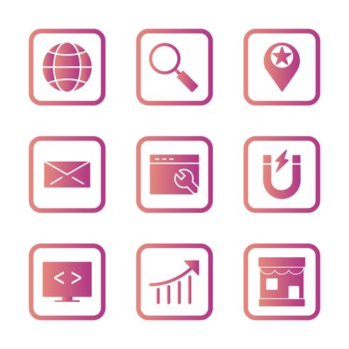 Set of Vector SEO Search Engine Optimization Icons