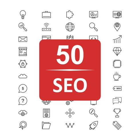 Conjunto de vectores SEO posicionamiento en buscadores iconos de optimización