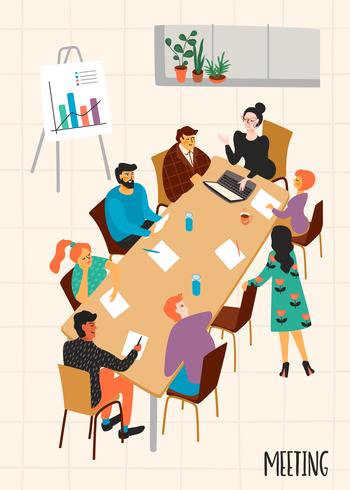 Business meeting. Vectpr illustration with characters. vector