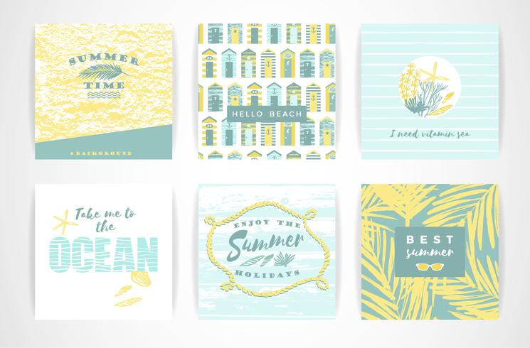 Set of summer cards with hand-drawing elements. vector