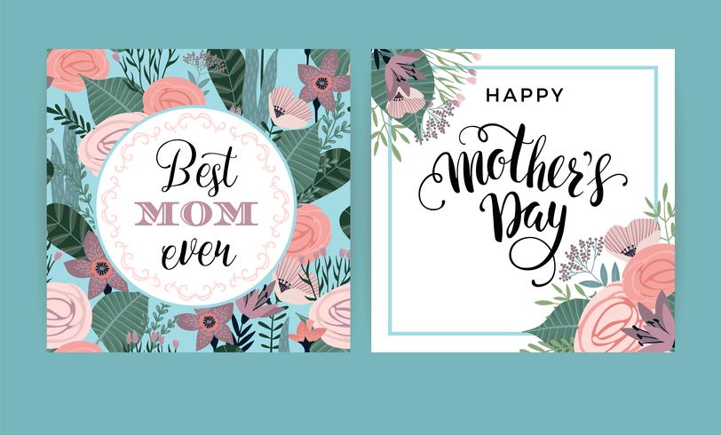 Happy Mothers Day. Vector template with flowers.