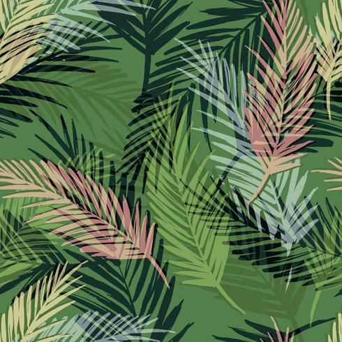 Seamless exotic pattern with palm leaves. vector