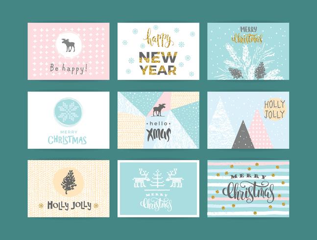 Set of artistic creative Merry Christmas and New Year vector