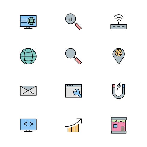 Set of Vector SEO Search Engine Optimization Icons