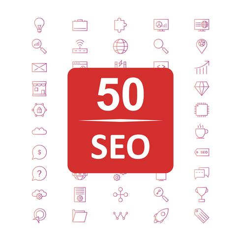 Conjunto de vectores SEO posicionamiento en buscadores iconos de optimización