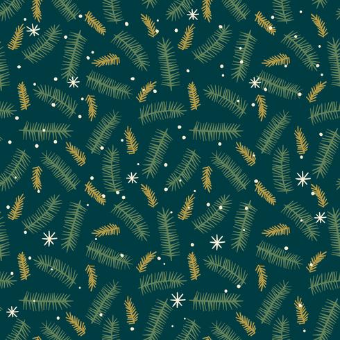 Christmas and Happy New Year seamless pattern with coniferous branches. vector