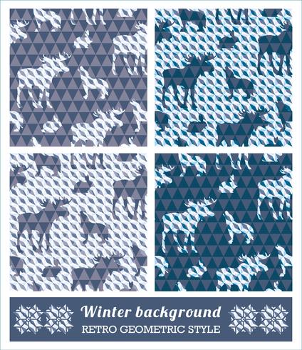 Winter geometric seamless patterns. vector