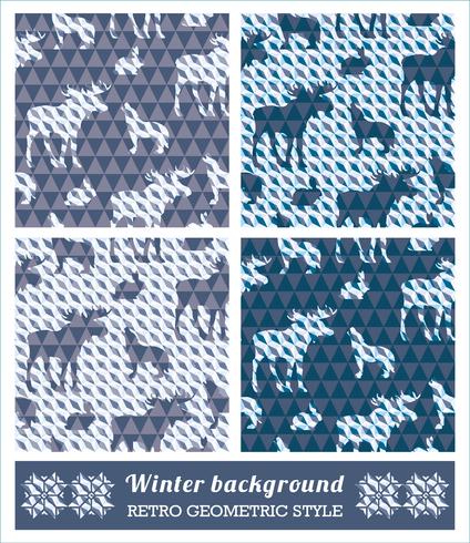 Winter geometric seamless patterns. vector