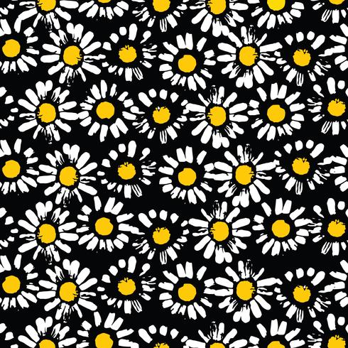 Abstract floral seamless pattern with chamomile. Trendy hand drawn textures vector