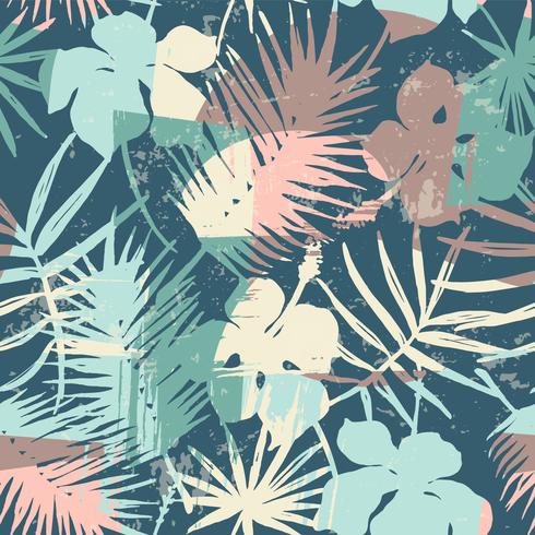 Sin fisuras patrón exótico con plantas tropicales y antecedentes artísticos. vector