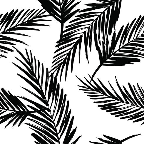 Seamless exotic pattern with palm leaves. vector