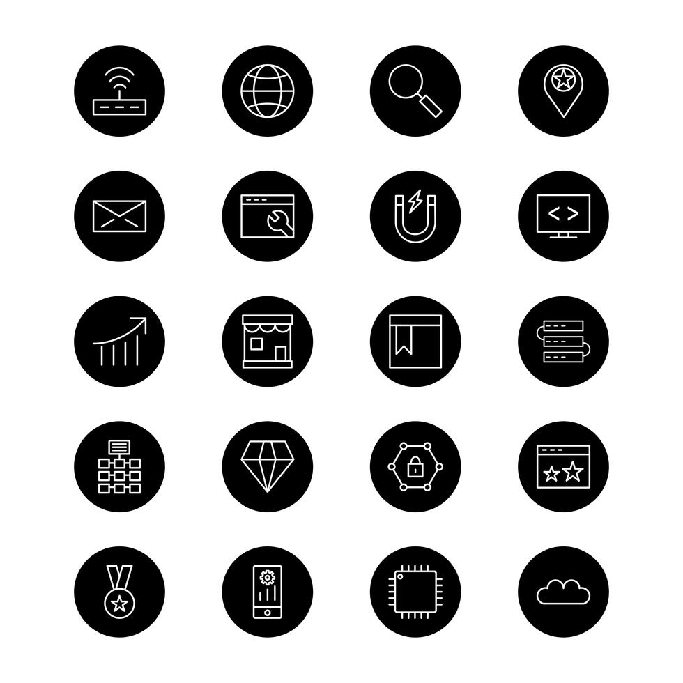 Set of Vector SEO Search Engine Optimization Icons 291672 Vector Art at ...