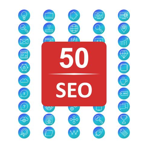 Conjunto de vectores SEO posicionamiento en buscadores iconos de optimización