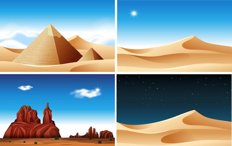 Escena diurna y nocturna del desierto vector