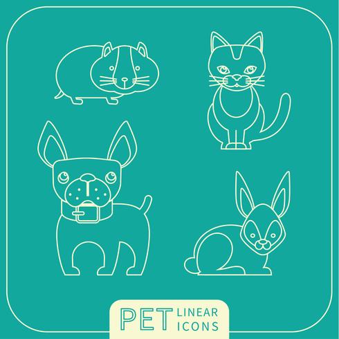 Vector linear icons of pets. 