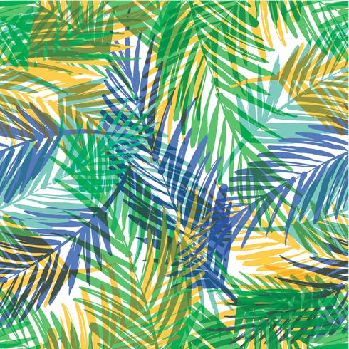 Seamless exotic pattern with palm leaves. vector