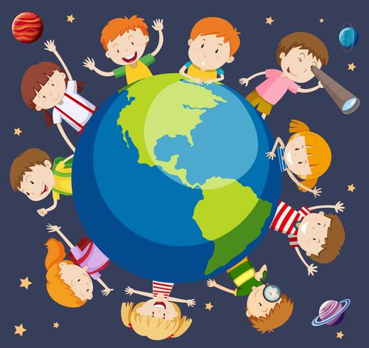 Concepto de niños alrededor del mundo. vector