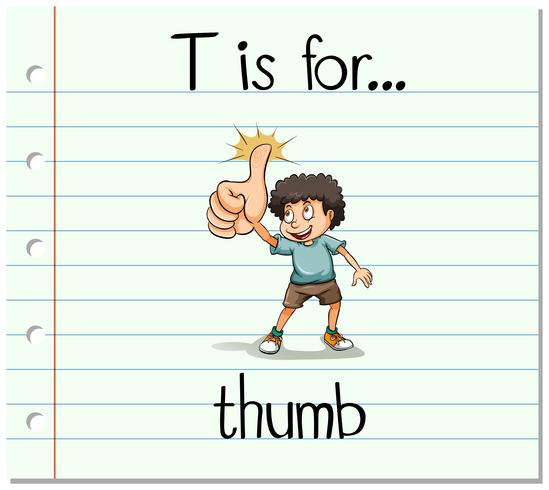 Flashcard letter T is for thumb vector