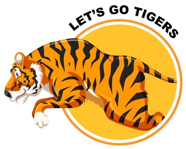 Tiger on sticker template vector