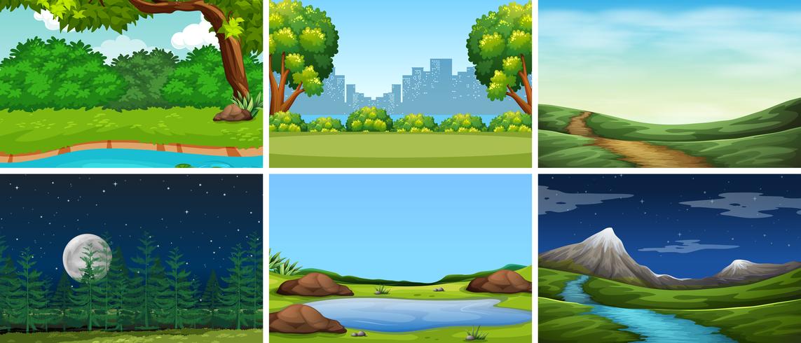 Set of nature background vector