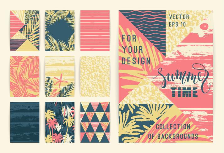 Set of summer background templates. vector