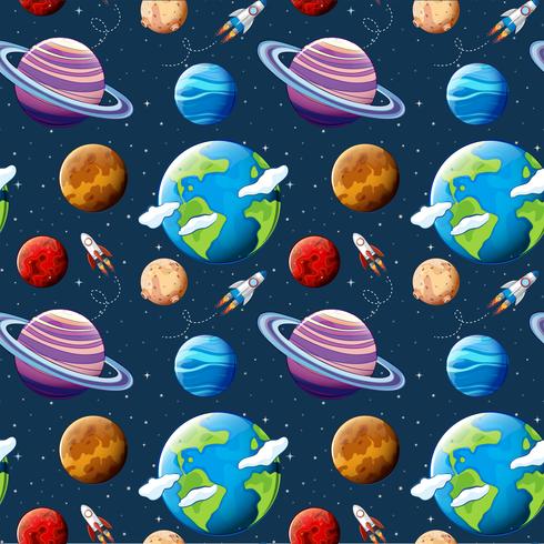 Seamless pattern planets and space vector