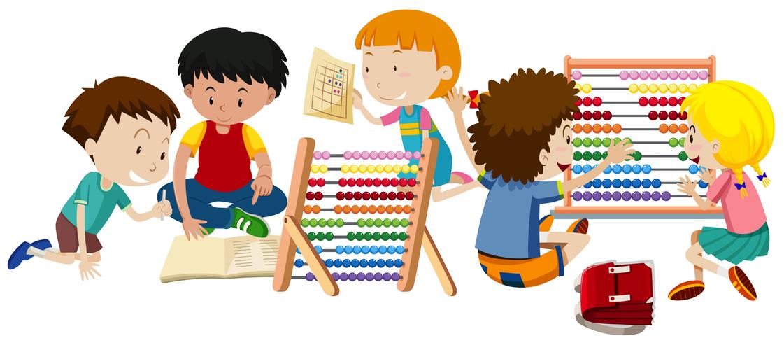 A Group of Children Learning vector