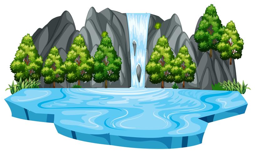 Isolated waterfall landscape template vector