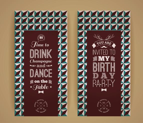 Happy birthday invitation, vintage retro background with geometr vector