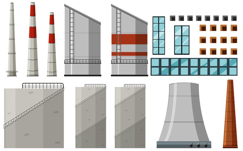 Diferentes diseños de edificio para fábrica. vector