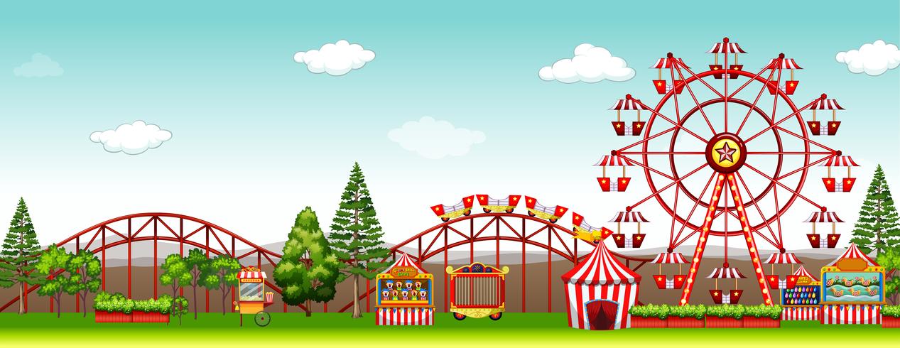 Amusement park at day time vector