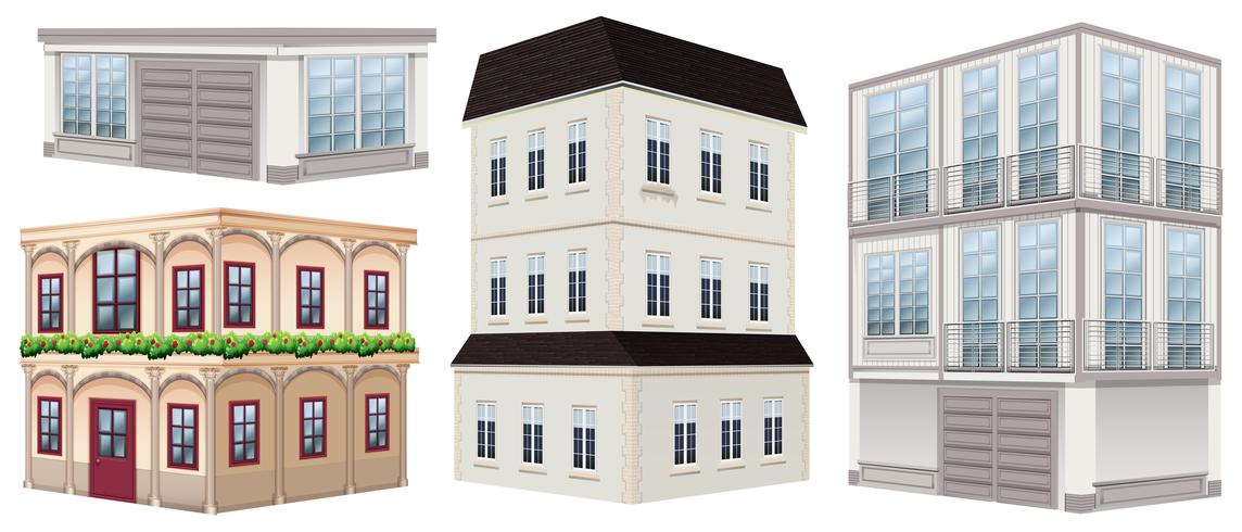 Different designs of buildings vector