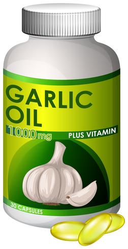 A bottle of garlic oil capsule vector