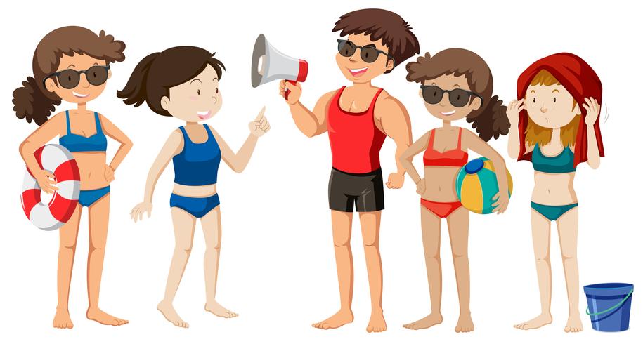 A Group of Beach Young People vector