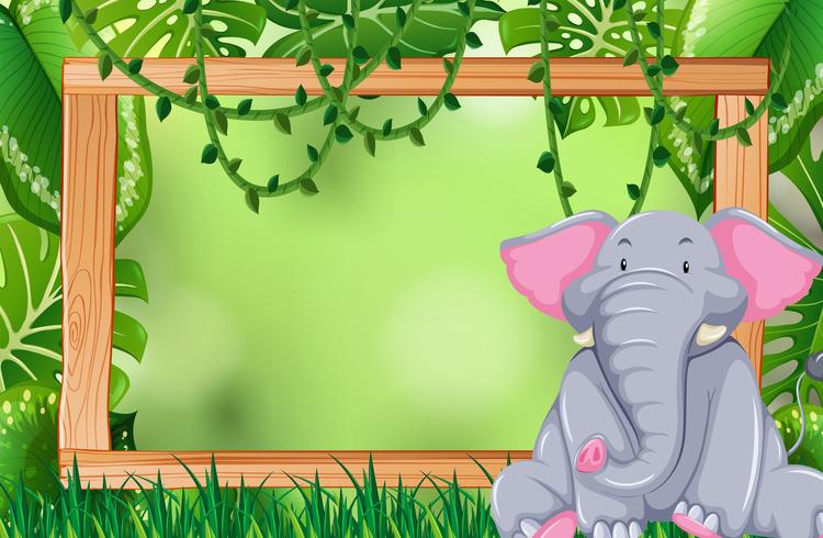 Elephant in jungle frame vector