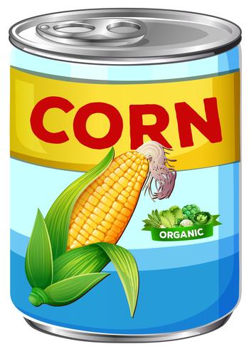 Can of organic corn vector