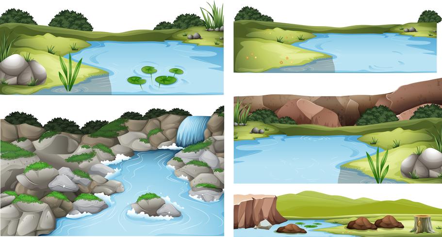 Set of outdoor park scenes vector