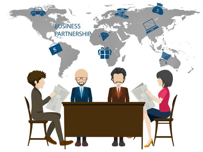 Infographic with worldmap and business people vector